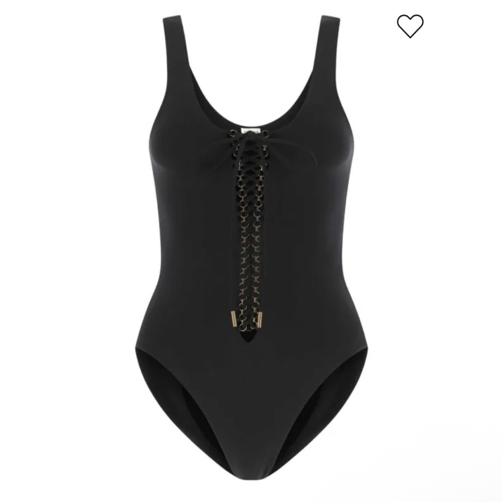 New With Tags - Saint Laurent Black Lace-Up Swimsuit